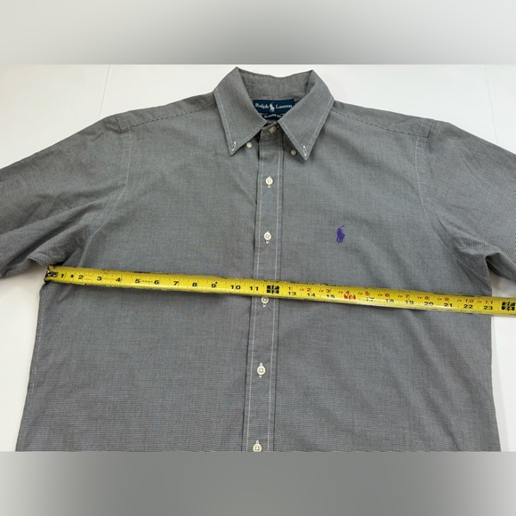 RALPH LAUREN CHECK micro plaid button down shirt short sleeve mens M purple pony - Picture 3 of 8